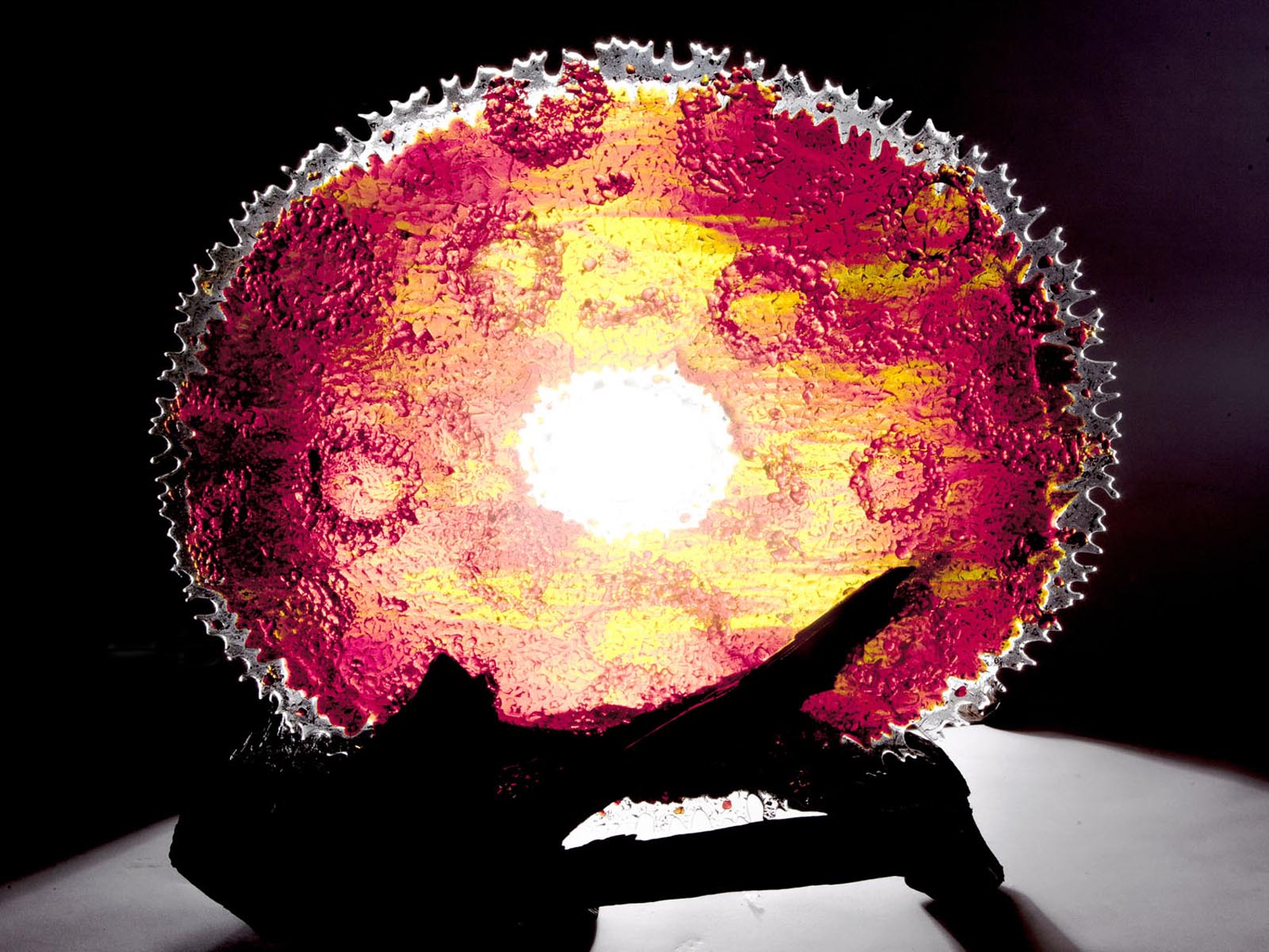 Glass sculpture entitled interpretation of the red dwarf star gliese 581 - contemporary glassware hand made in Ireland by Keith Sheppard Glass Artistry, Northern Ireland