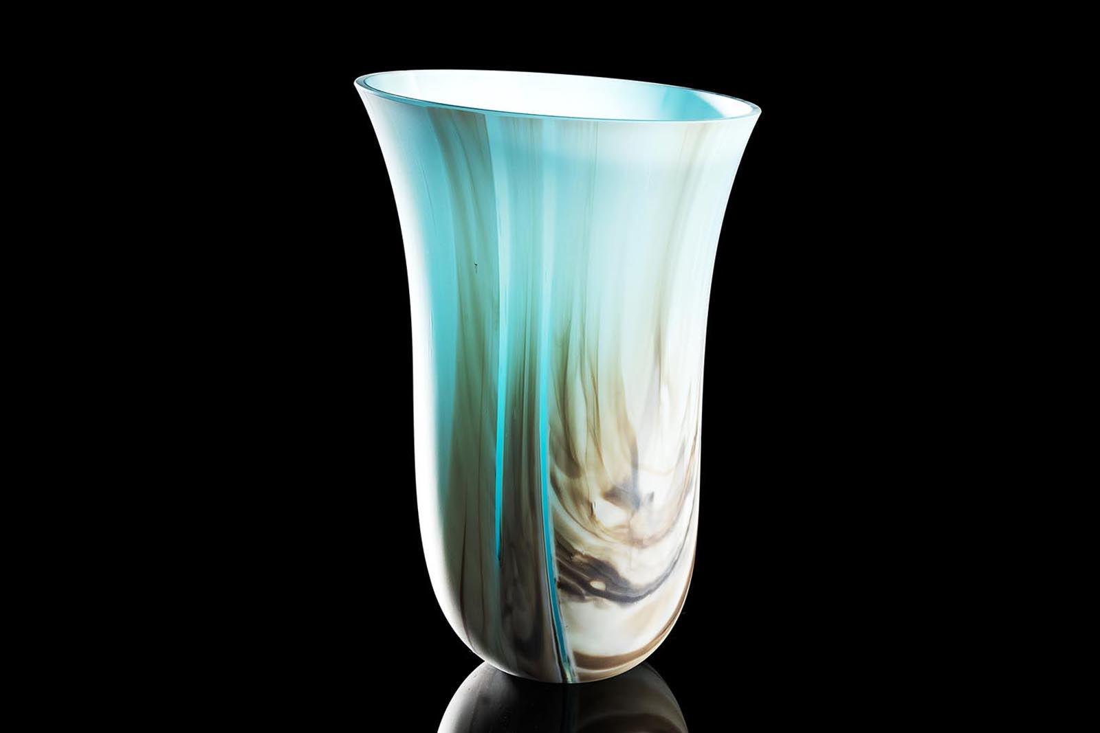 Midsize contemporary glassware and glass vessel, hand made in Ireland by Keith Sheppard Glassware, County Armagh, Northern Ireland - horizontal photo