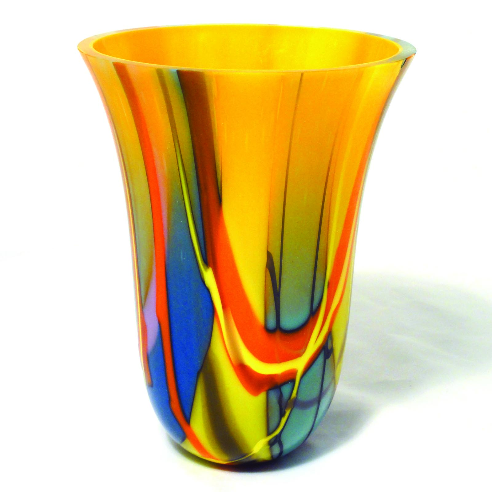 Multicoloured midsize glass vase vessel - contemporary glassware hand made in Ireland by Keith Sheppard Glass Artistry, Northern Ireland