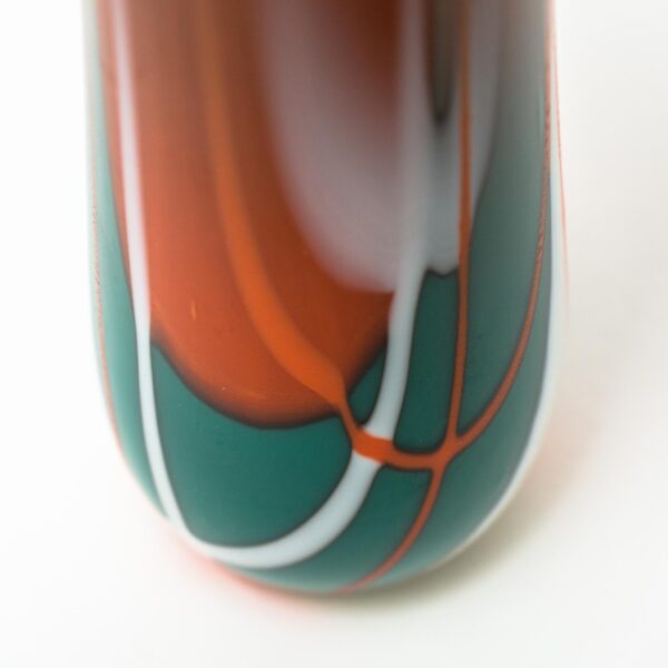 Green white and orange glass tulip vessel in the colours of Ireland - contemporary Irish glassware hand made in Ireland by Keith Sheppard Glass Artistry, Northern Ireland. Photo 1-7